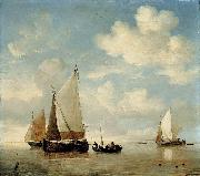 Dutch Smalschips and a Rowing Boat willem van de velde  the younger